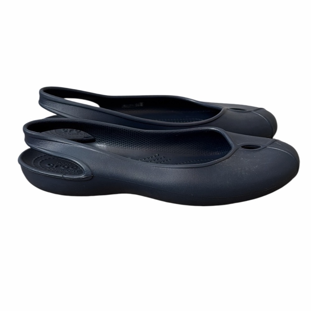 Crocs Slingback Ballet Flats Navy Blue Size 10 Comfort Casual Work Travel